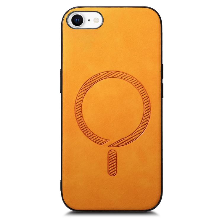 Funda para iPhone 16E con Tapa Trasera de PU Magsafe Color Sólido (Amarilla)