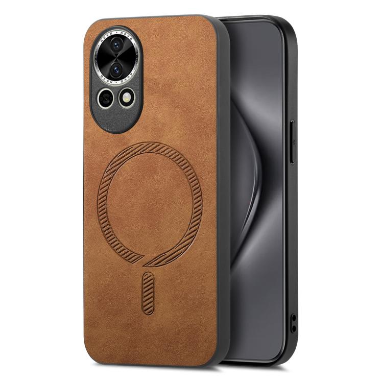 Funda Trasera PU Magsafe Huawei Nova 13/12 Retro Color Sólido (Marrón)