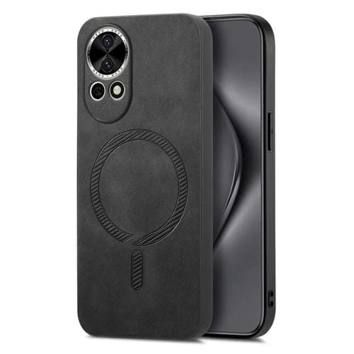 Funda Trasera PU Magsafe Huawei Nova 13/12 Retro Color Sólido (Negra)