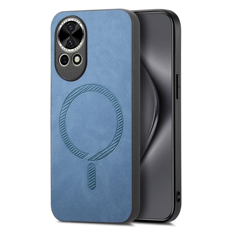 Funda Trasera PU Magsafe para Huawei Nova 13/12 (Azul) Color Sólido Retro