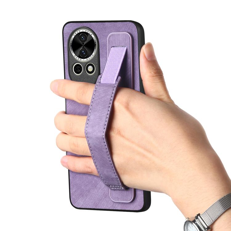 Funda de Cuero con Correa para la Muñeca Huawei Nova 13 (Morado)
