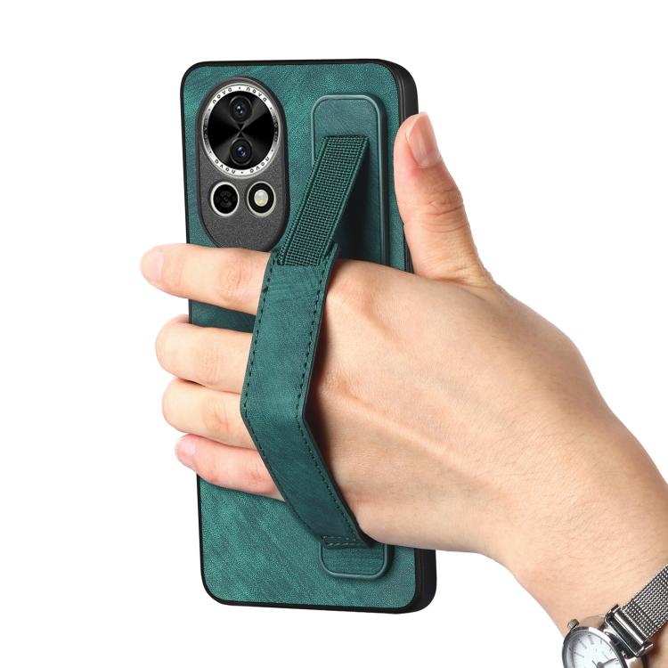 Funda de Cuero con Correa para la Muñeca Huawei Nova 13 Pro (Verde)