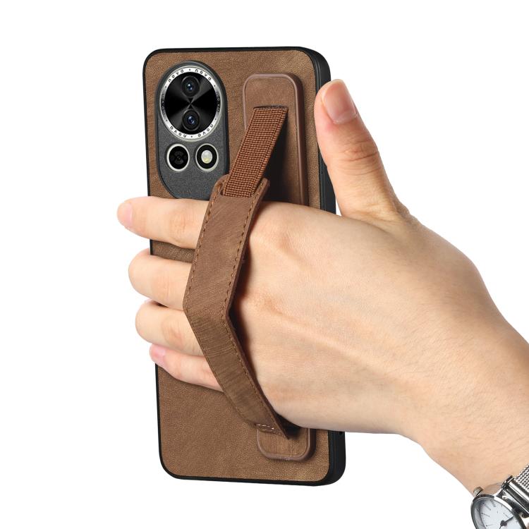 Funda de Cuero con Correa para la Muñeca Huawei Nova 13 Pro (Marrón)