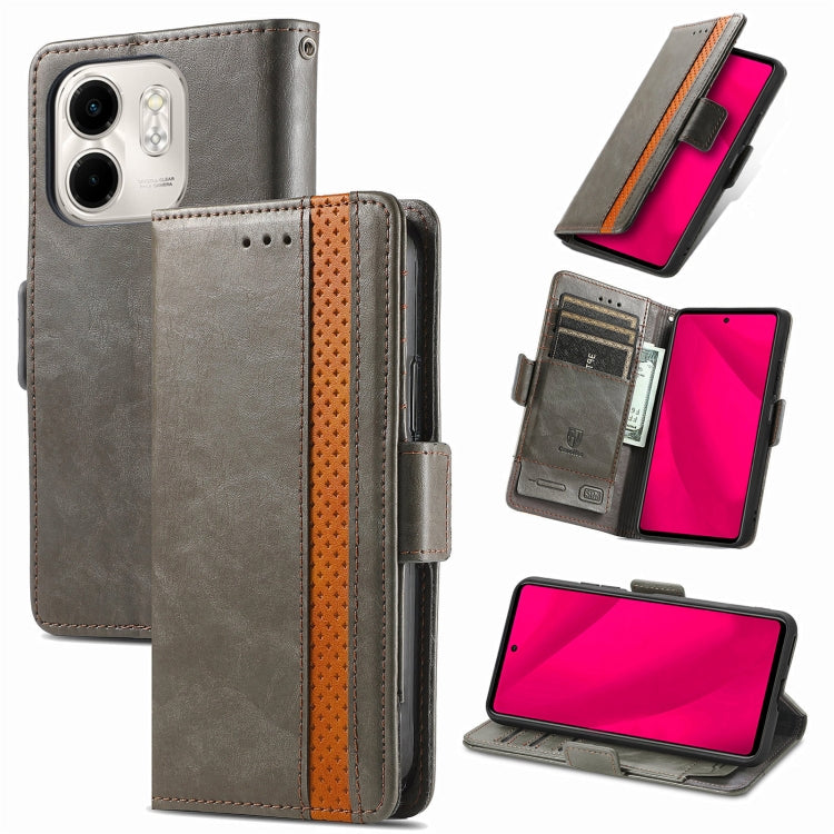 Funda de Cuero con Hebilla Magnética Doble para Infinix Smart 9 Caseneo Splicing (Gris)
