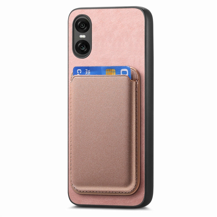 Funda para Teléfono Sony Xperia 1 Vi Retro Magsafe Card Bag PU con Tapa Trasera (Rosa)