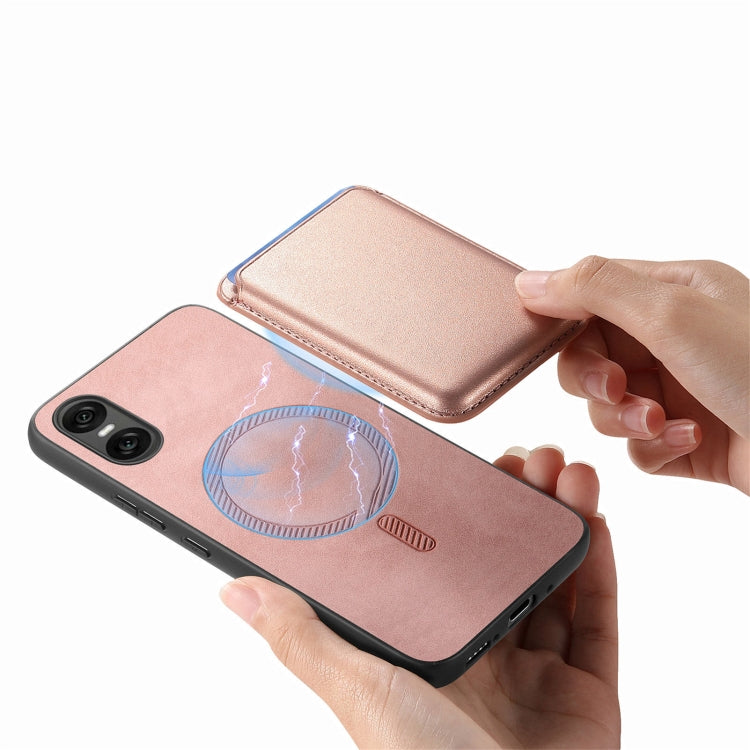Funda para Teléfono Sony Xperia 1 Vi Retro Magsafe Card Bag PU con Tapa Trasera (Rosa)