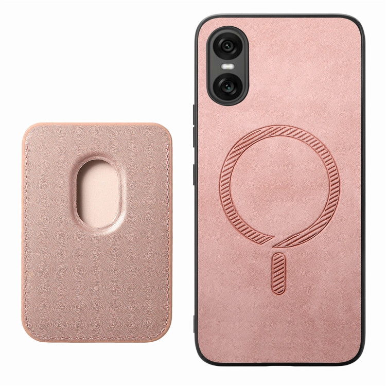 Funda para Teléfono Sony Xperia 1 Vi Retro Magsafe Card Bag PU con Tapa Trasera (Rosa)