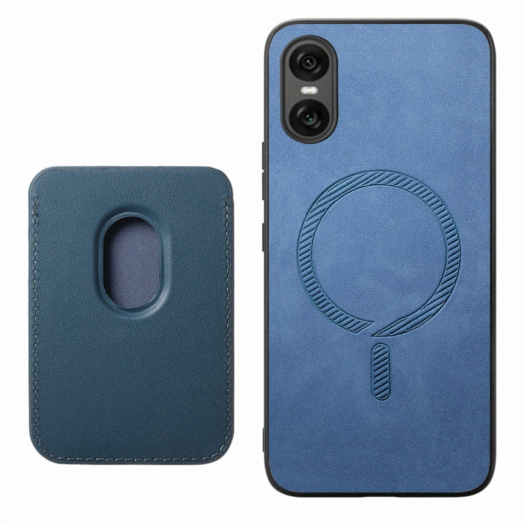 Funda para Teléfono Sony Xperia 10 Vi Retro Magsafe Card Bag PU con Tapa Trasera (Azul)