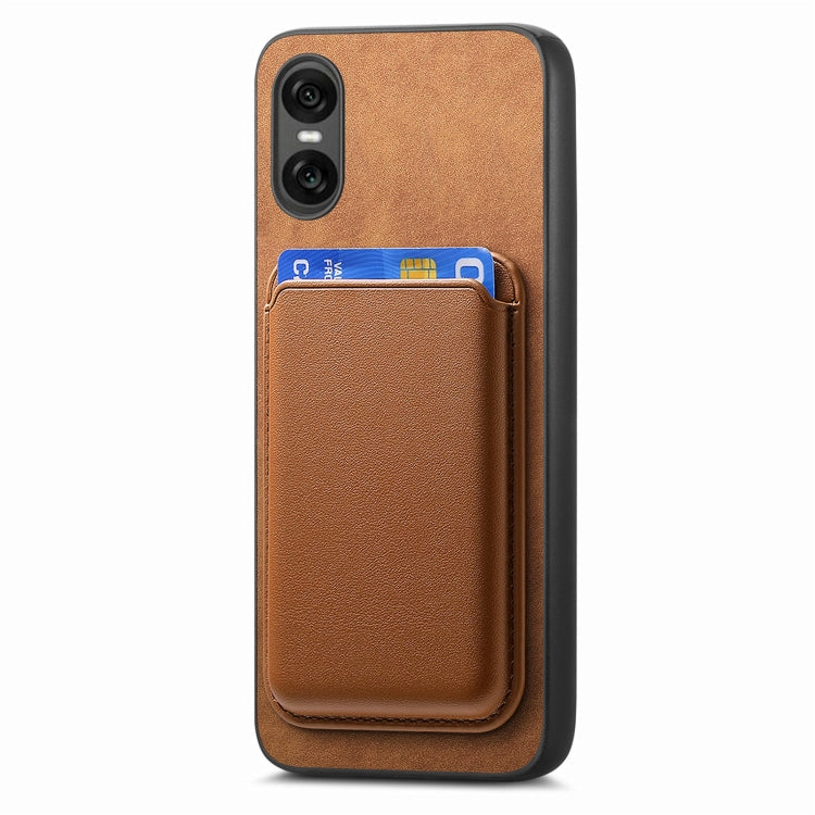 Funda para Teléfono Sony Xperia 10 Vi Retro Magsafe Card Bag PU con Tapa Trasera (Marrón)