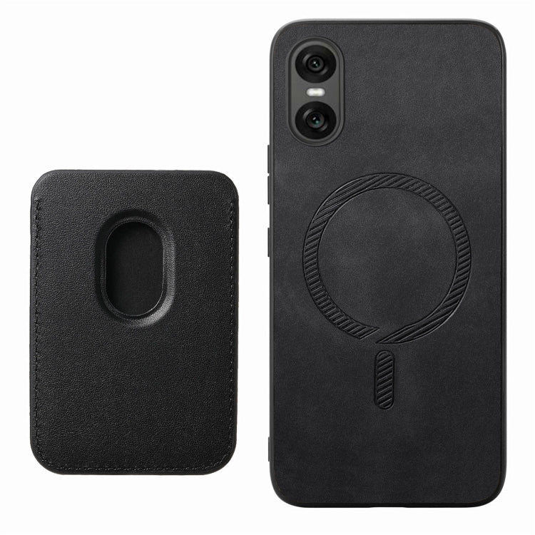 Funda para Teléfono Sony Xperia 10 Vi Retro Magsafe Card Bag PU con Tapa Trasera (Negra)