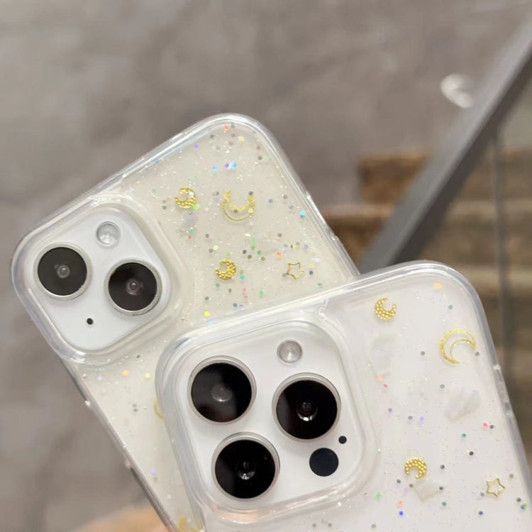 Funda de Teléfono TPU Epoxi Purpurina Luna y Estrellas iPhone 16 Plus (Transparente)