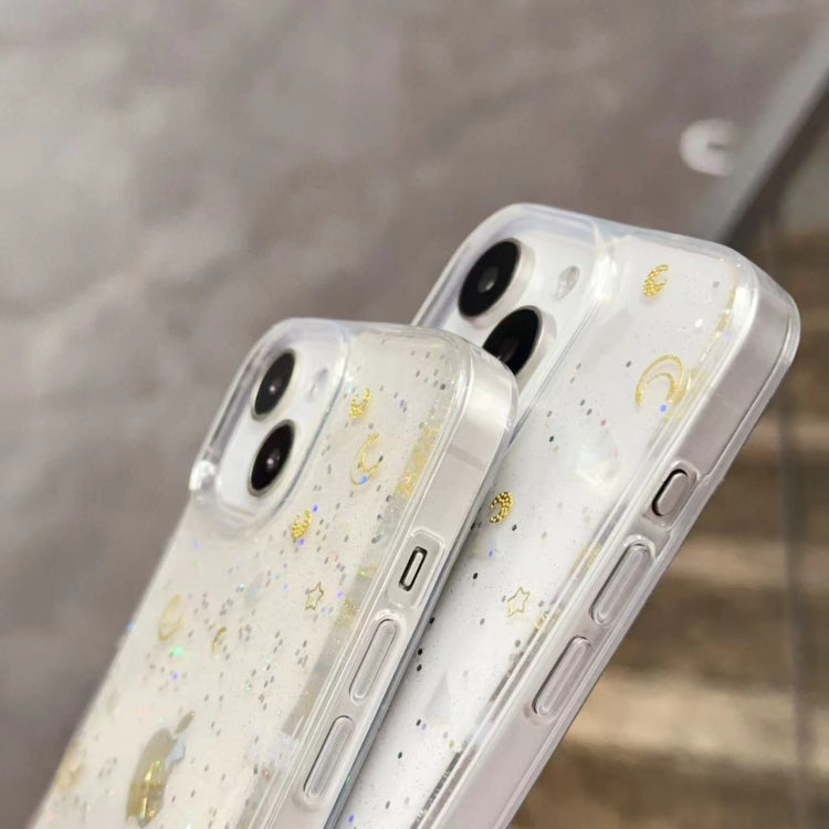 Funda de Teléfono TPU Epoxi Purpurina Luna y Estrellas iPhone 16 Plus (Transparente)