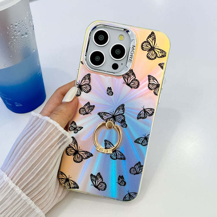 Caja para iPhone 15 con Soporte de Anillo Mariposa Láser de Galvanoplastia (Ab3) - MOVILSTORE