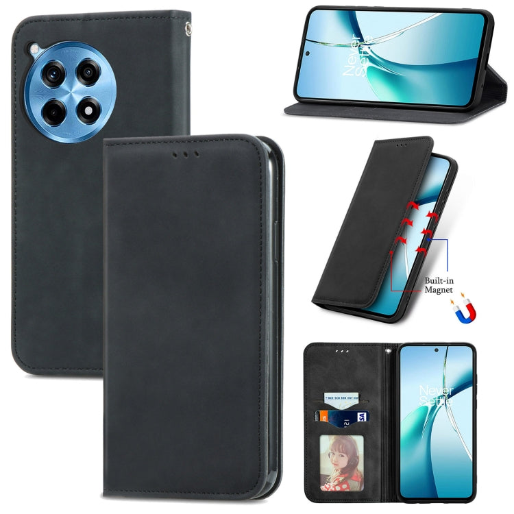 Funda de Cuero con Tapa Magnética para OnePlus Ace 3 Pro (Negra)
