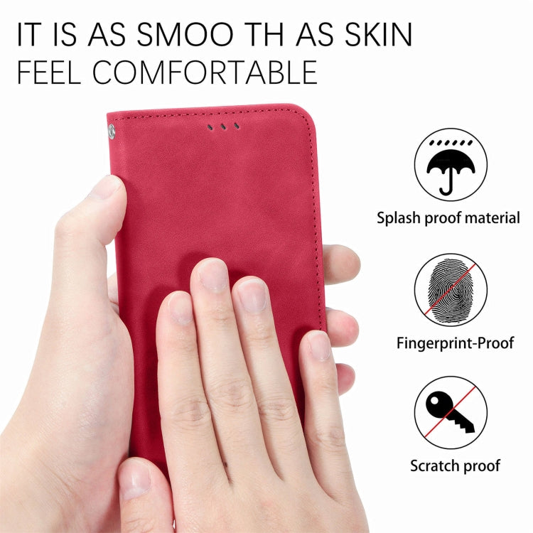 Funda de Cuero con Tapa Magnética para OnePlus Ace 3 Pro (Rojo)