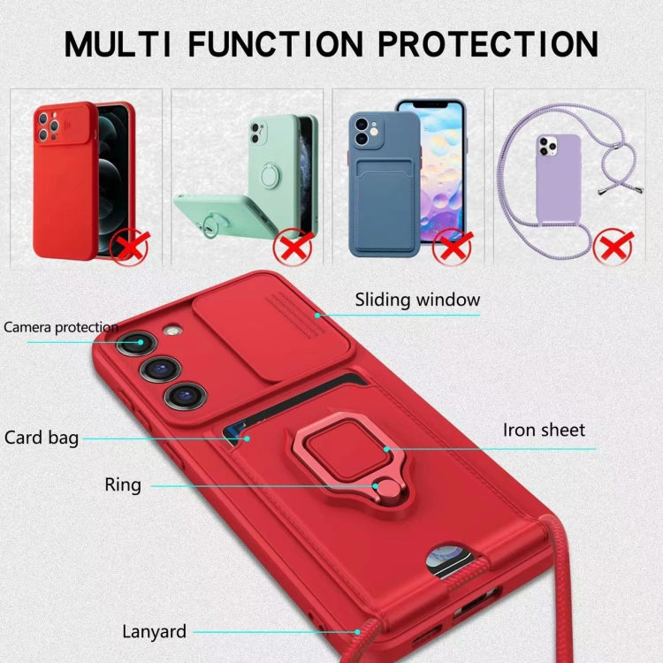 Funda de silicona deslizante con tarjetero magnético para Samsung Galaxy A26 5G (azul marino)