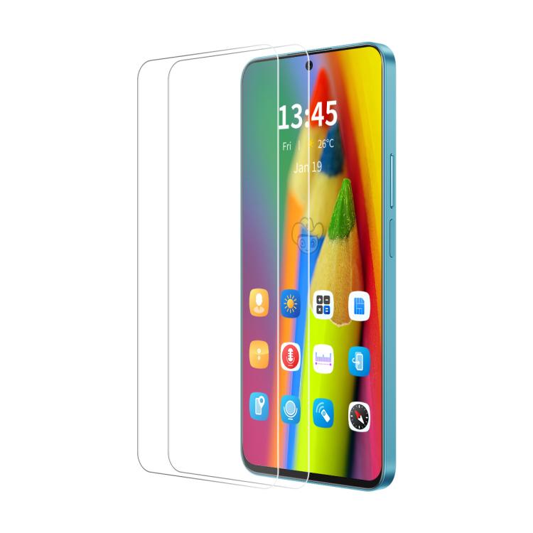 2 películas de vidrio templado ENKAY 9H con borde de arco grande de aluminio y silicio para Samsung Galaxy M56