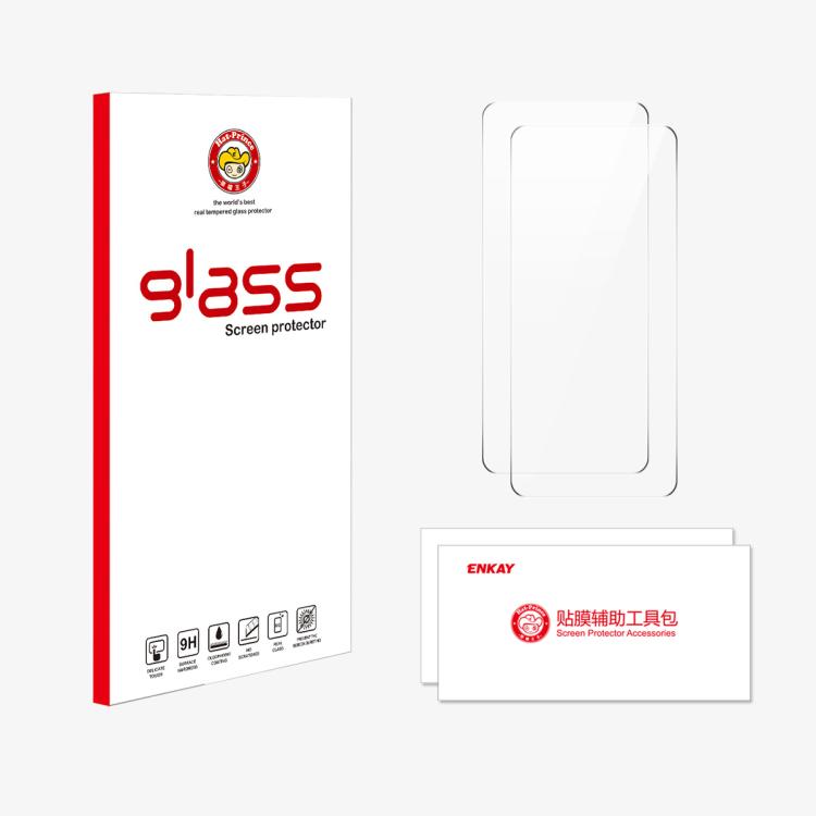 2 películas de vidrio templado ENKAY 9H con borde de arco grande de aluminio y silicio para Samsung Galaxy M56