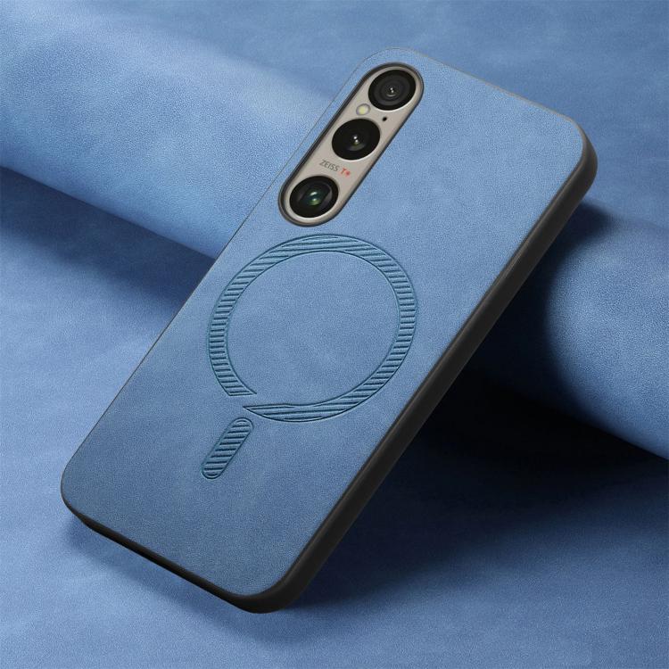 Funda Trasera Magnética de PU para Sony Xperia 1 Vi Retro Magsafe (Azul)