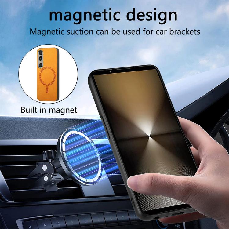 Funda Trasera Magnética de PU para Sony Xperia 10 Vi Retro Magsafe (Negra)