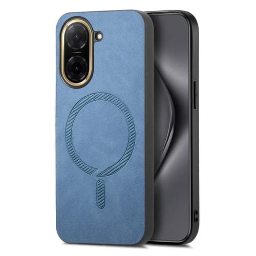 Funda trasera de PU Magsafe retro de color sólido para Redmi A5 4G (171,7 mm) / Poco C71 (azul)