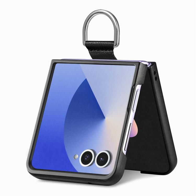 Funda de cuero con textura de lichi para Samsung Galaxy Z Flip7 5G (negro)