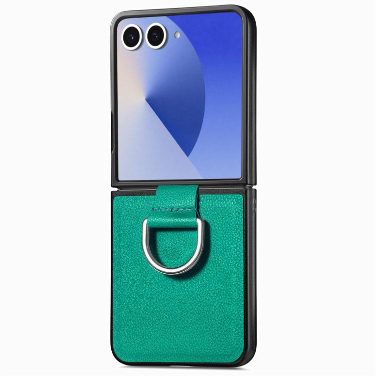 Funda de cuero con textura de lichi para Samsung Galaxy Z Flip7 5G (verde)
