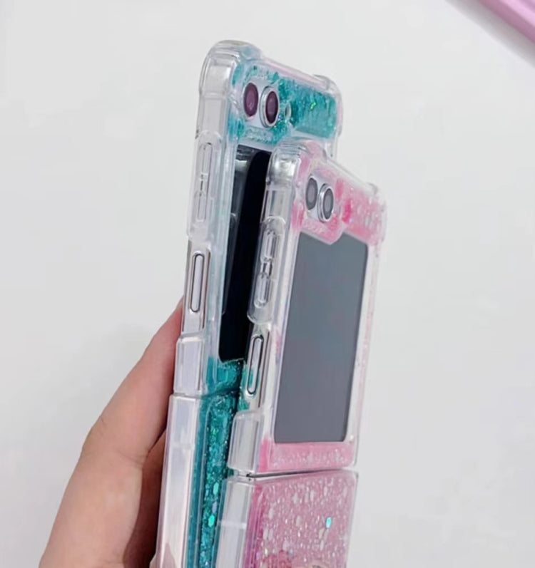 Funda de TPU epoxi con lentejuelas brillantes para Samsung Galaxy Z Flip7 (colorida)
