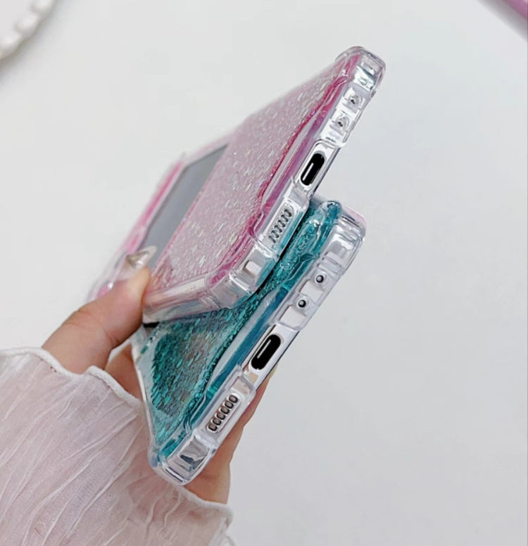 Funda de TPU epoxi con lentejuelas brillantes para Samsung Galaxy Z Flip7 (colorida)