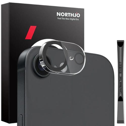 Protector de Lente de Cámara Northjo iPhone 16E Película Vidrio Templado Fotografía Nocturna 3D (Negro)