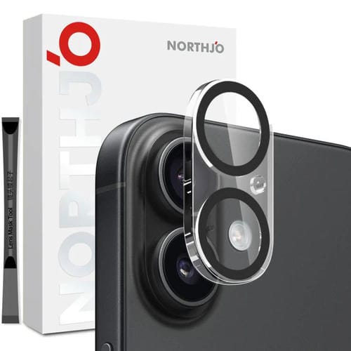 Protector de lente de cámara NORTHJO para iPhone 17, película de vidrio templado con efecto 3D Night Shot (negro)