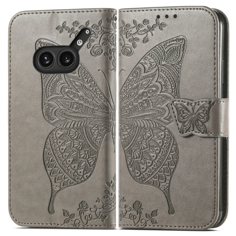 Funda de Cuero For Nothing 2A Plus con Relieve de Mariposa y Flor (Gris)