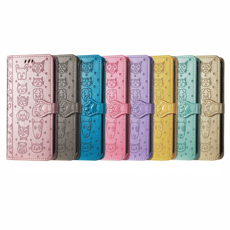 Funda de Piel For Nothing 2A Plus con Relieve de Gato y Perro (Amarilla)