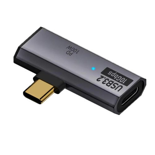 Convertidor OTG USB-C Macho a USB 3.2 10 Gbps Doble USB-C Hembra Adaptador PD100W (Gris)