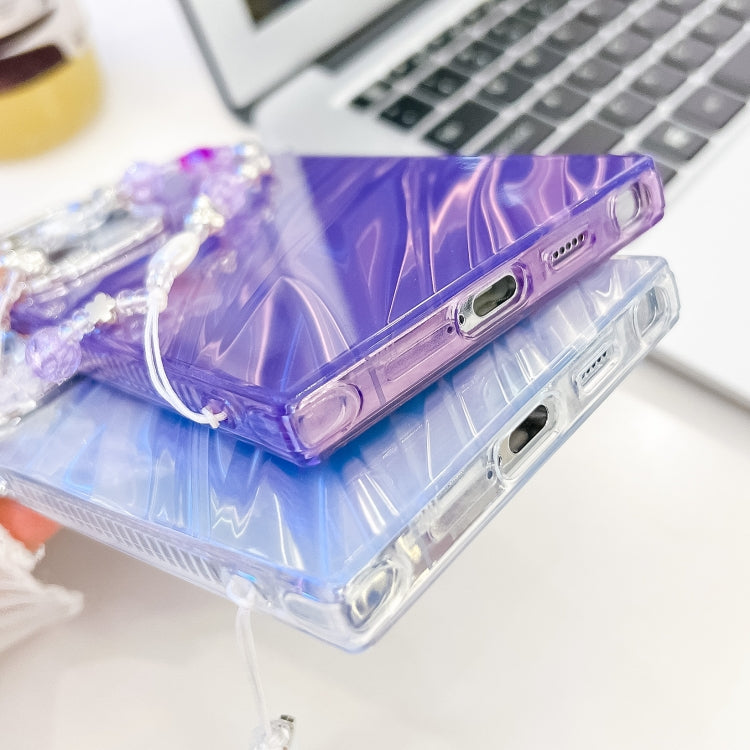 Carcasa TPU Samsung Galaxy A16 5G Textura Brillante Cadena Pulsera Película Lente (Violeta)