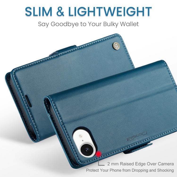 Funda para iPhone 16E Caseme 023 Hebilla de Mariposa Textura de Lichi Antirrobo Rfid (Azul)