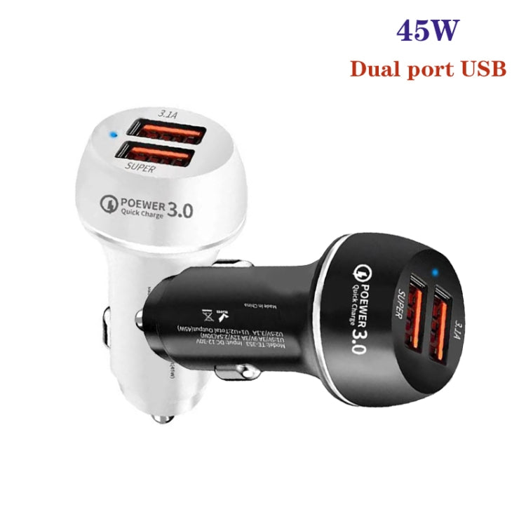 Cargador De Coche Totalmente Compatible Con Usb Qc3.0 De 45 W, 30 W Y Usb 2.0 (Blanco)