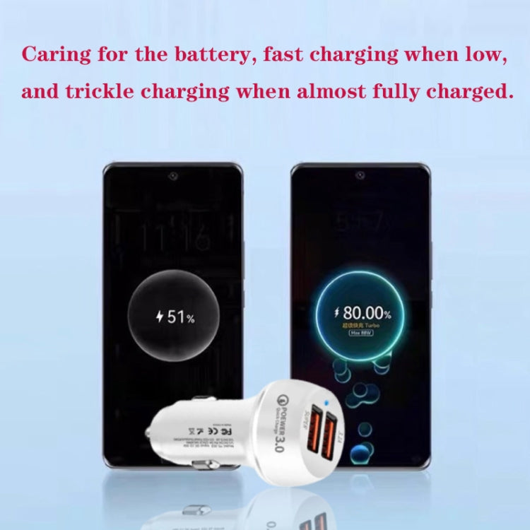 Cargador De Coche Totalmente Compatible Con Usb Qc3.0 De 45 W, 30 W Y Usb 2.0 (Blanco)