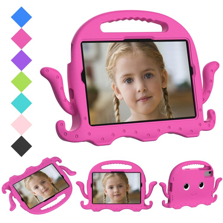 Funda híbrida de EVA para Xiaomi Redmi Pad 2/SE 11 2025, estilo pulpo, a prueba de golpes, con correa (rosa y rojo)