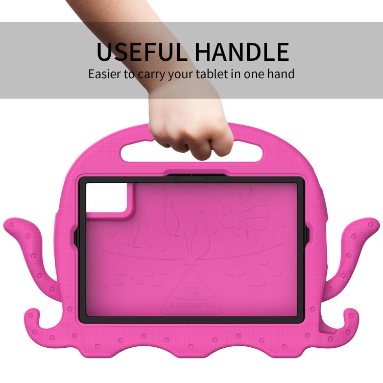 Funda híbrida de EVA para Xiaomi Redmi Pad 2/SE 11 2025, estilo pulpo, a prueba de golpes, con correa (rosa y rojo)