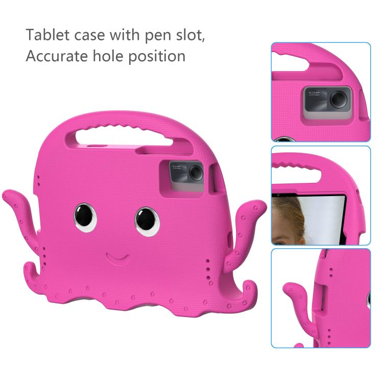 Funda híbrida de EVA para Xiaomi Redmi Pad 2/SE 11 2025, estilo pulpo, a prueba de golpes, con correa (rosa y rojo)
