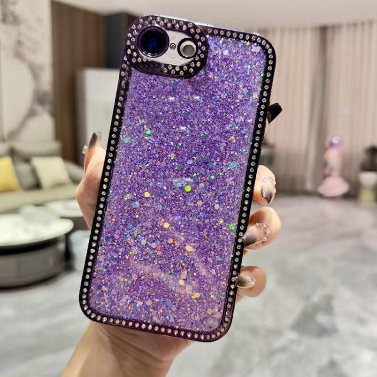 Funda de TPU con lentejuelas y diamantes brillantes para iPhone 16e (morado)