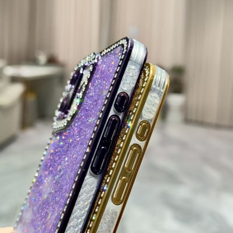 Funda de TPU con lentejuelas y diamantes brillantes para iPhone 16e (dorada)