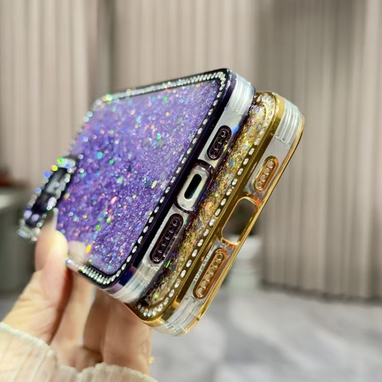 Funda de TPU con lentejuelas y diamantes brillantes para iPhone 16e (dorada)