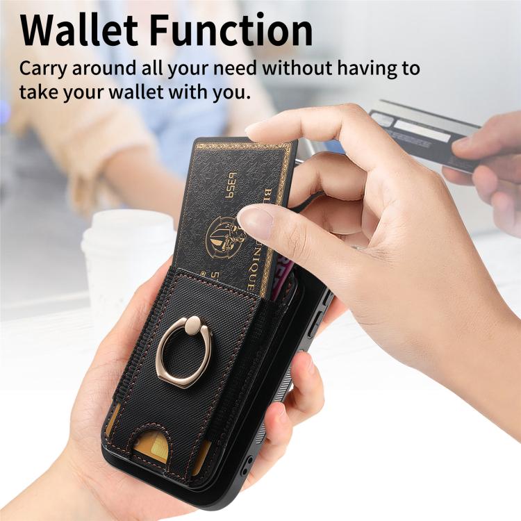 Funda de Cuero para iPhone 16E con Soporte Magnético Divisible y Estilo Retro (Negro)