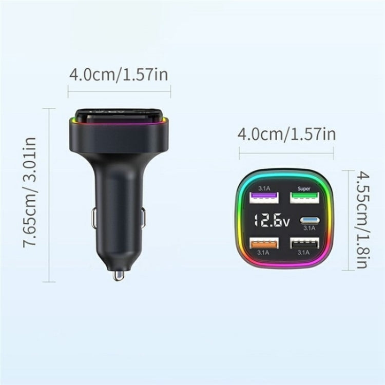Cargador De Coche Usb De 5 Puertos Con Pantalla Led K34, Adaptador Para Encendedor De Cigarrillos