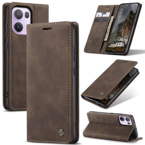 Funda de Cuero con Tapa Horizontal Multifuncional para Oppo Reno13 Pro Global Caseme 013 (Café)