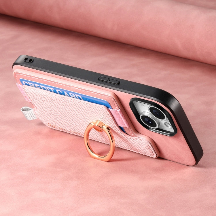 Funda para Teléfono Huawei Pura 70 con Tarjetero y Anillo de Cuero Retro Magsafe (Rosa)