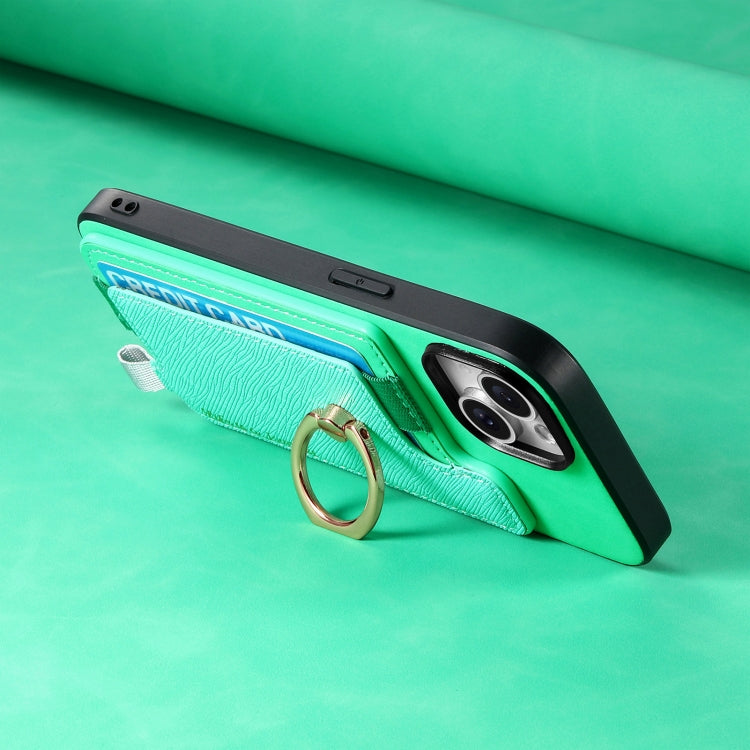 Funda para Teléfono Huawei Pura 70 con Tarjetero, Anillo de Cuero y Diseño Retro Magsafe Cross (Verde)
