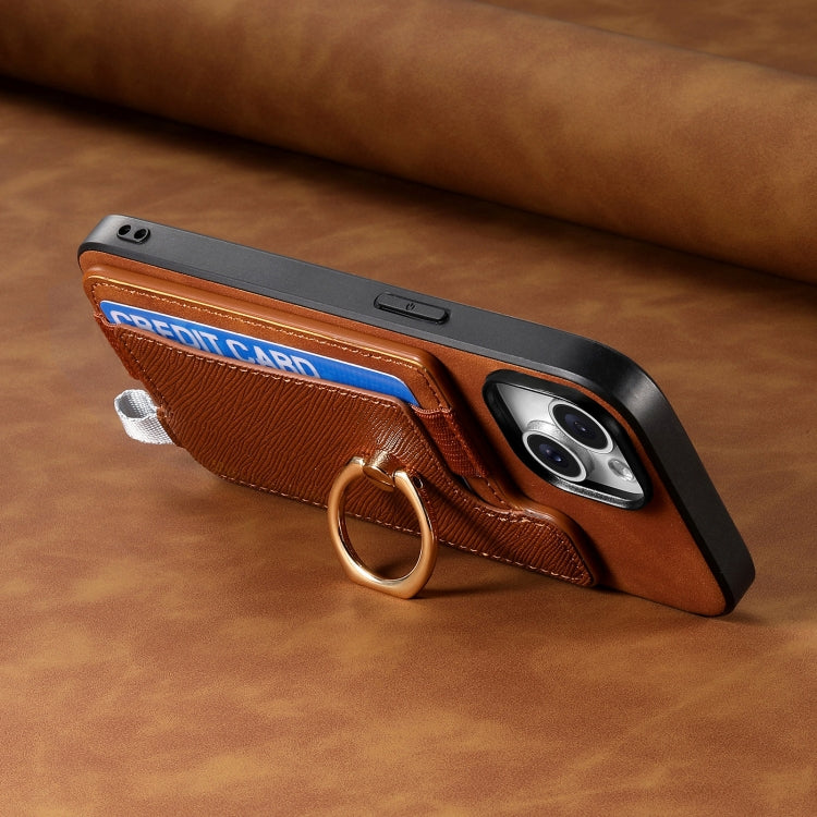Funda para Teléfono Huawei Pura 70 Pro+ con Tarjetero y Anillo de Cuero Retro (Marrón)